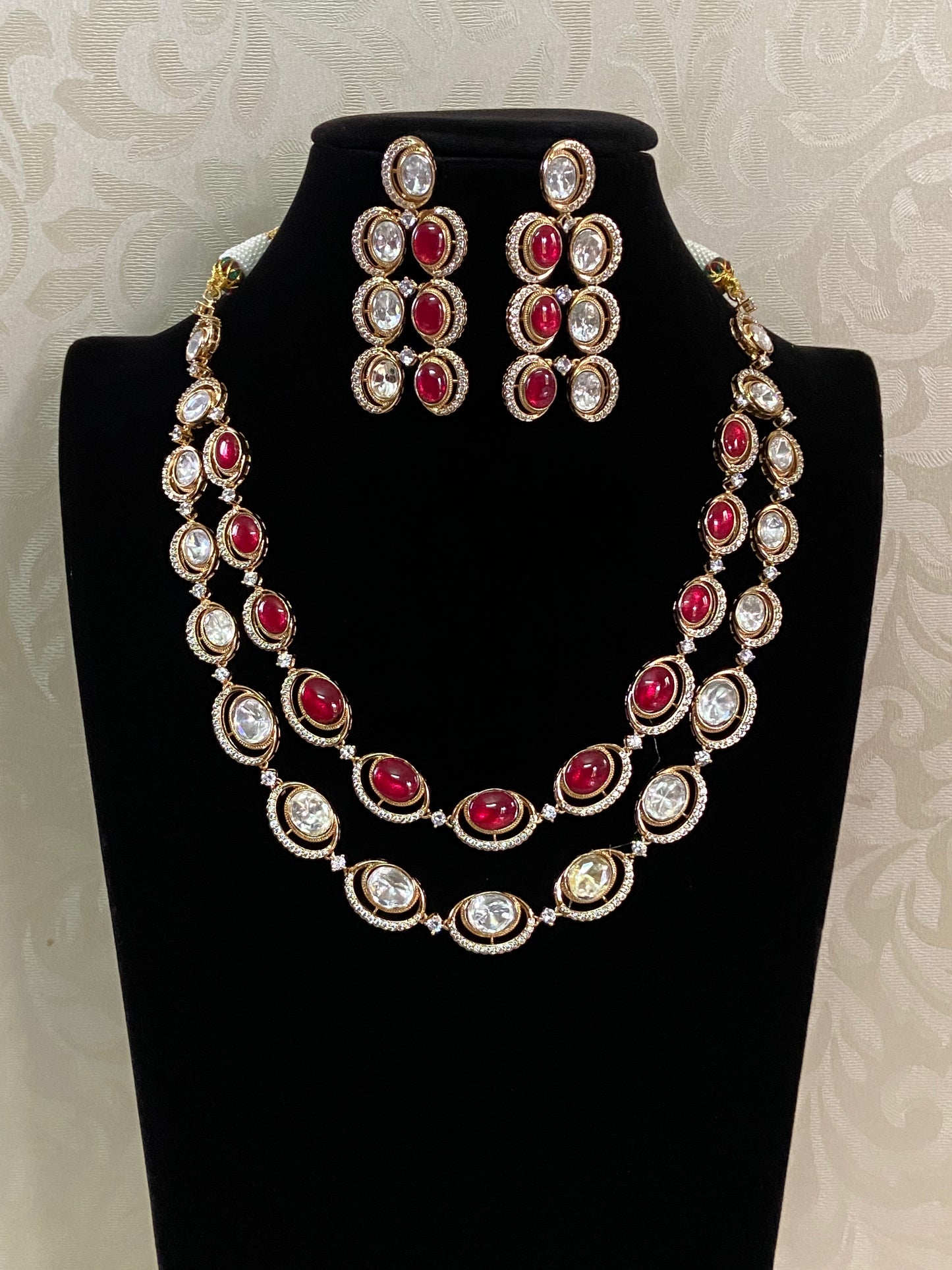 Victorian AD Polki Kundan Necklace Eith Earrings | Indian Jewelry In USA | Gift Idea