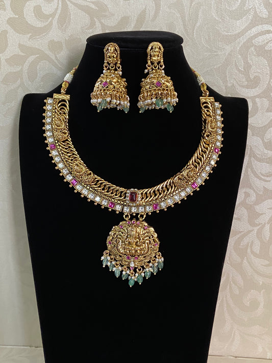 Jadau Kundan Jalebi Necklace With Jumki Earrings | Traditional Necklace