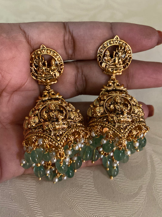 Antique Temple Lakshmi Jumki Earrings | Traditional Indian Earrings