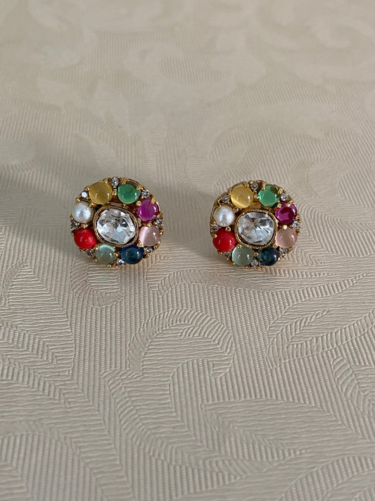 Navaratan Studs | Indian Traditional Earrings
