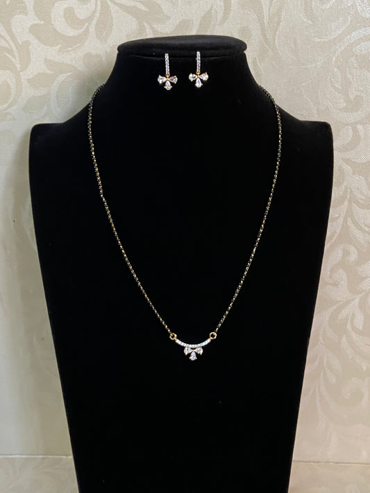 AD Pendant Mangalsutra | Black Beads Necklace