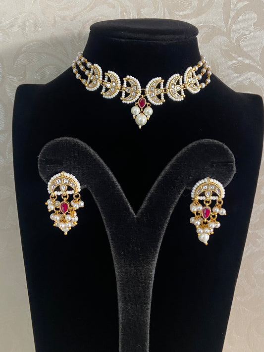 Jadau Kundan Pearl Choker Set | Indian jewellery