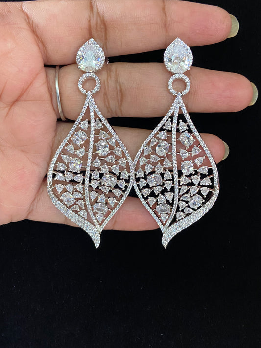 AD Rhodium Earrings | indian Earrings | Gift Idea