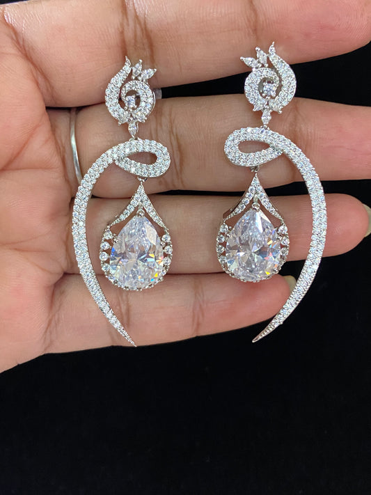 AD Rhodium Earrings  | Indian Earrings