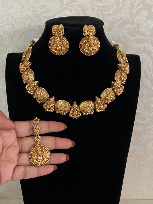 Antique Ganesh Temple Necklace Set | Traditional Indian Jewelry