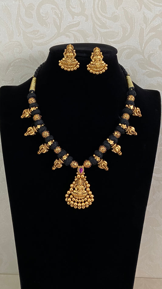 Antique Temple Thread Necklace Set | Traditional Indian Jewelry