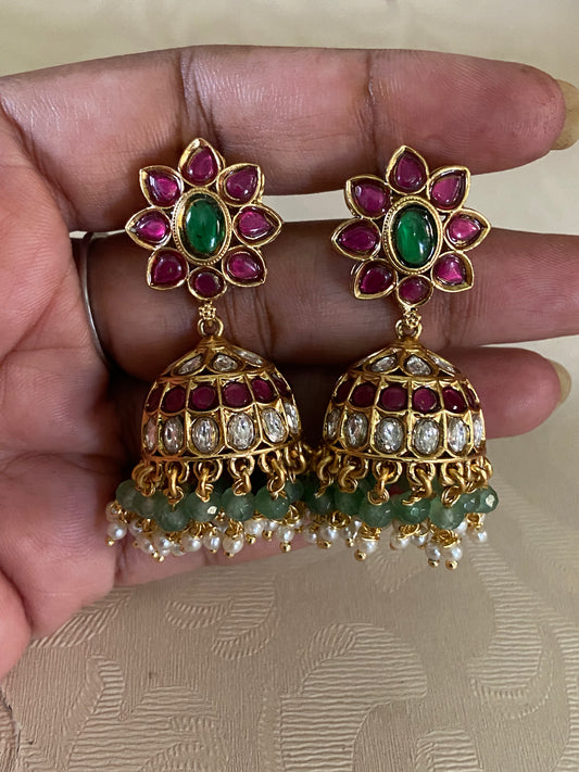 Kundan Jumkis | Antique Kundan Earrings
