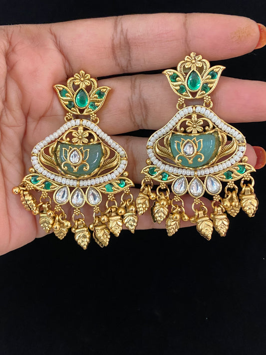 Semi Precious Fusion Kundan Earrings | Latest Jewelry