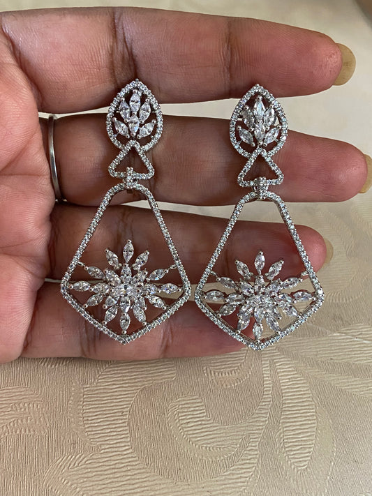 CZ Siver Earrings | Indian Earrings