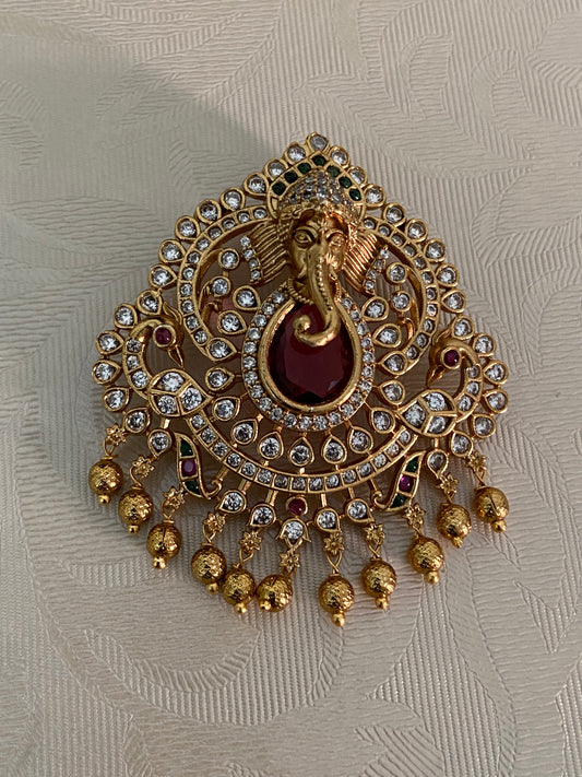 CZ Ganesh Pendant | Traditional Indian Jewelry