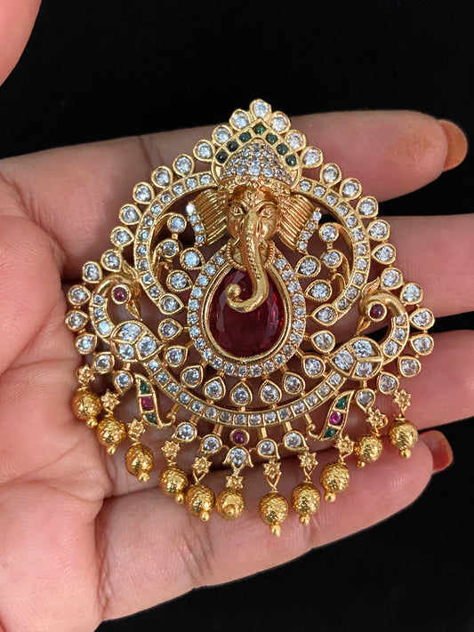 CZ Ganesh Pendant | Traditional Indian Jewelry
