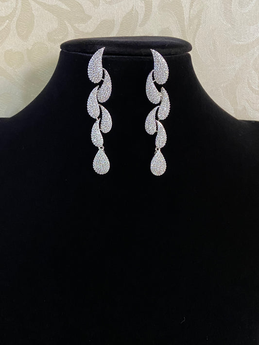 CZ Rhodium Designer Earrings | Indian Earrings In USA
