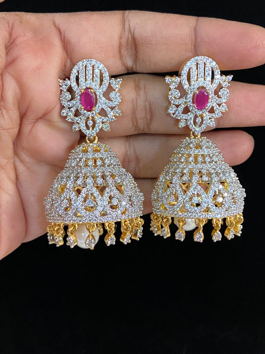 AD Ruby Jumki | Indian Earrings