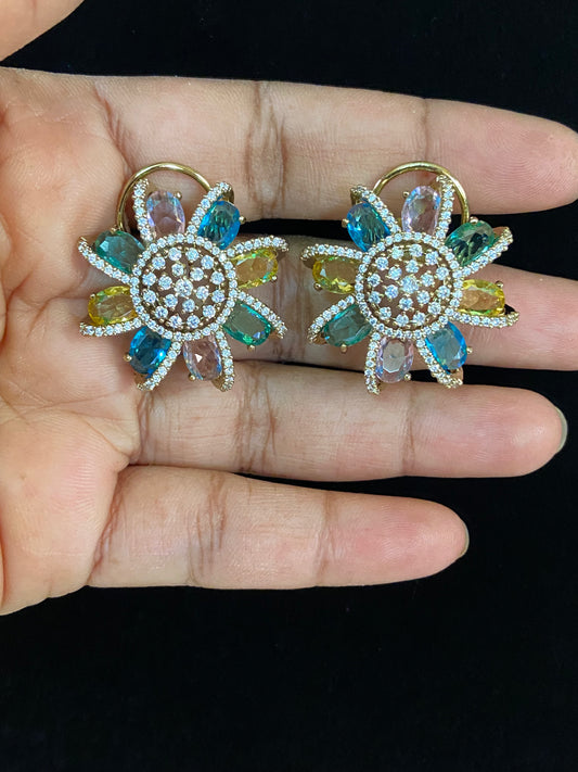 AD Floral Studs | Multi color Earrings
