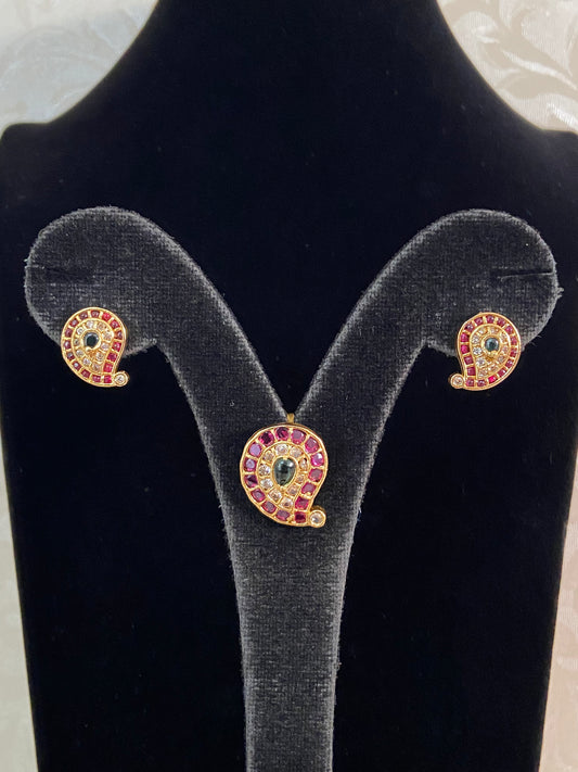 Simple Mango Kemp Pendant Set | Traditional Jewelry