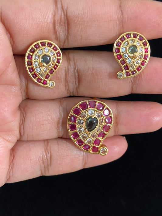 Simple Mango Kemp Pendant Set | Traditional Jewelry