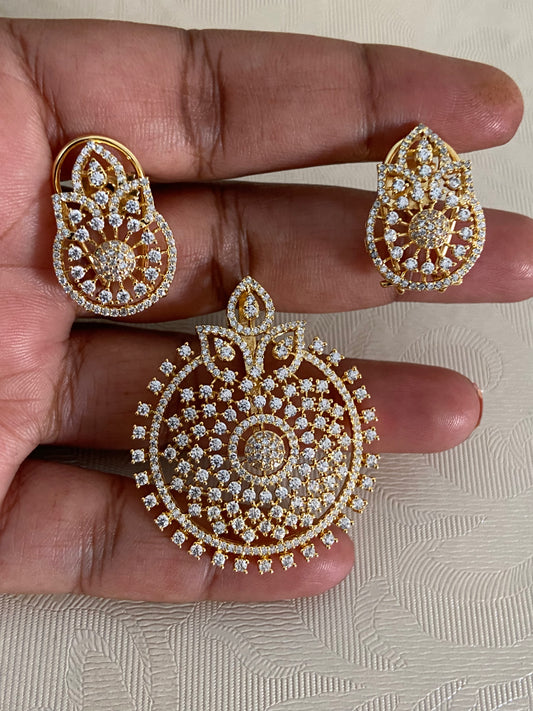 Beautiful AD Pendant Set | Latest Indian Jewelry