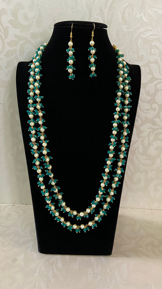 Beads with Pearls Long Necklace & Earrings | Indian Jewelry In USA