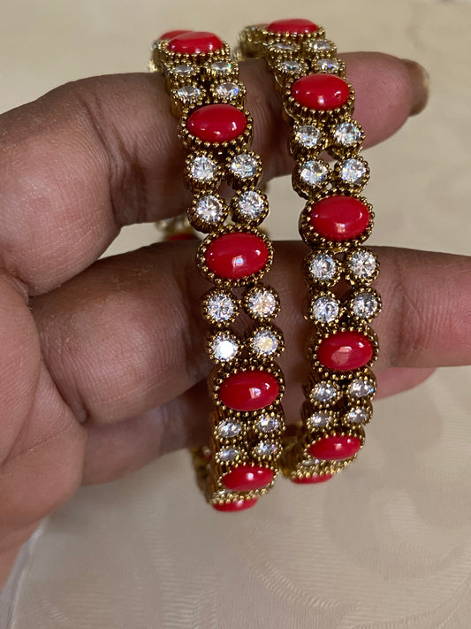 AD & Coral Bangles | Indian jewelry in USA