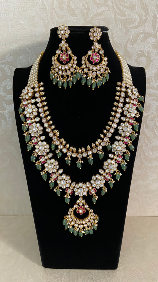 Kundan Moissanite Necklace With Earrings | Bridal jewelry In USA