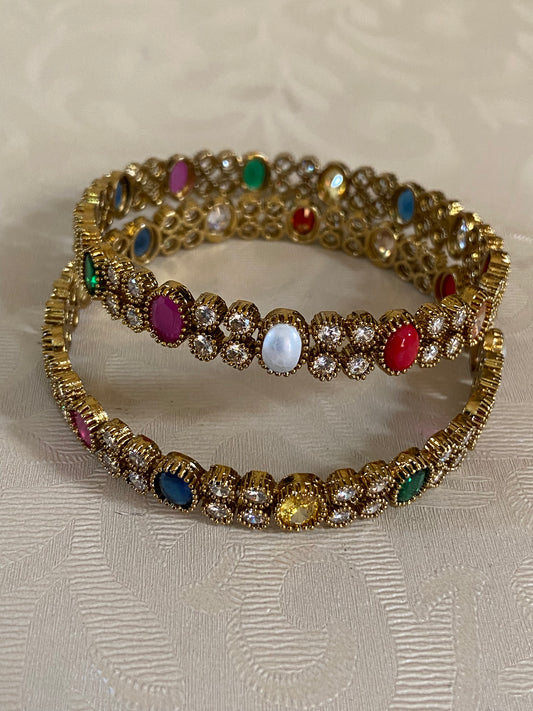 Navaratna Bangles | CZ Traditional Bangles