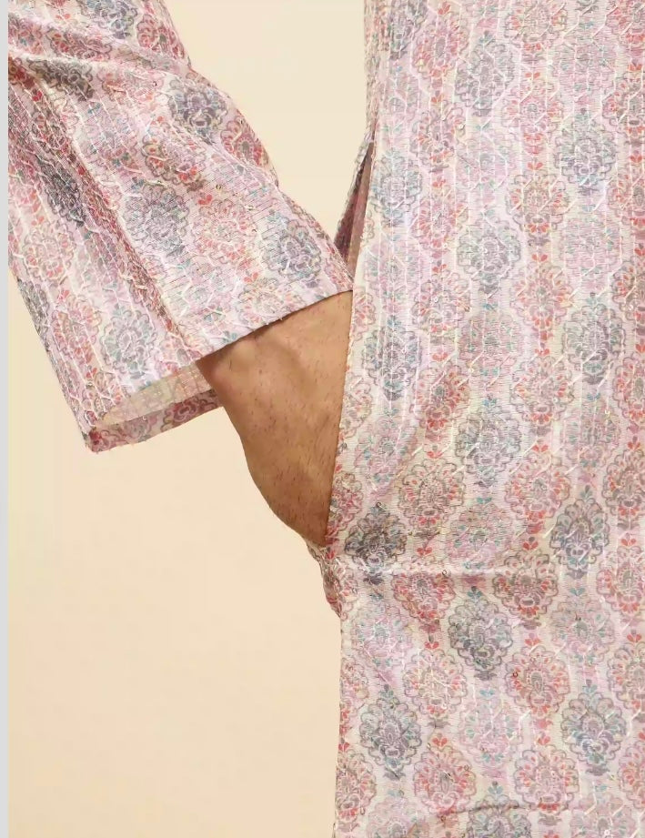 Rose Pink Jhallar Print Kurta Set