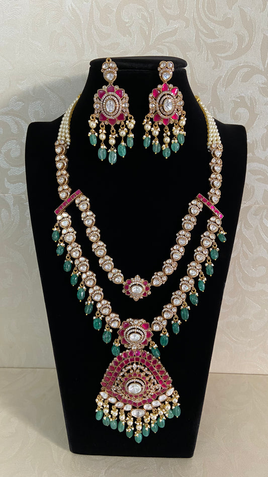 Premium Moissanites Kundan Necklace Set | Indian Bridal Necklace