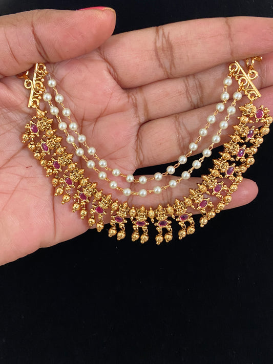 Pearl Antique Champaswaralu | Indian Ear Chains | Hair accessories