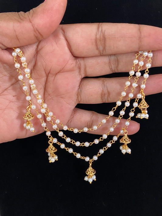 Pearl Champaswaralu | Hair accessories | indian Ear Chains