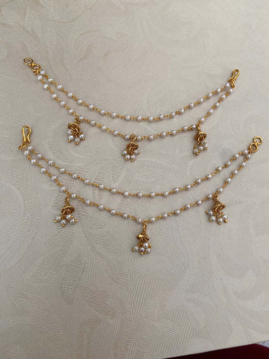 Pearl Champaswaralu | Hair accessories | indian Ear Chains
