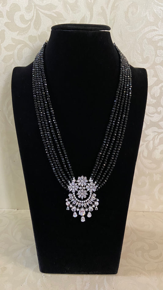 Victorian pendant mangalsutra | black beads necklace