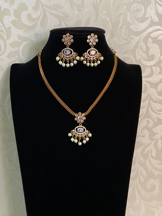 Simple AD Pendant Necklace Set | Indian Jewelry In USA