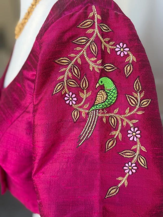 Raw Silk Embroidery Blouse | Saree Blouses in USA