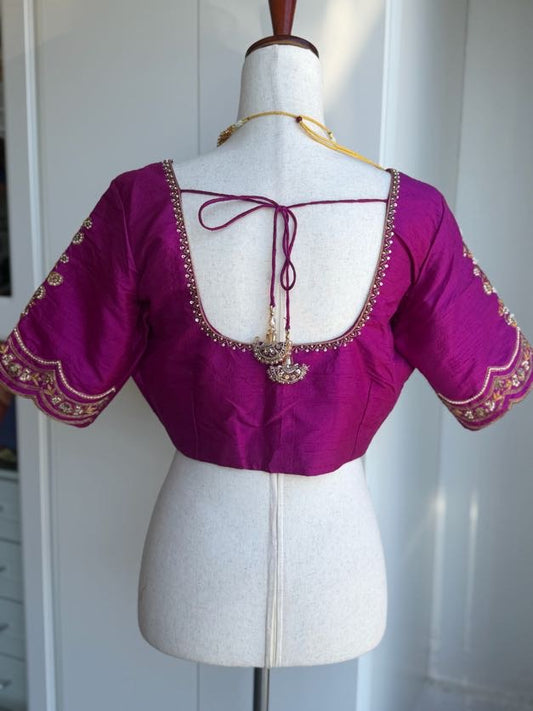 Raw Silk Embroidery Blouse | Saree Blouses in USA