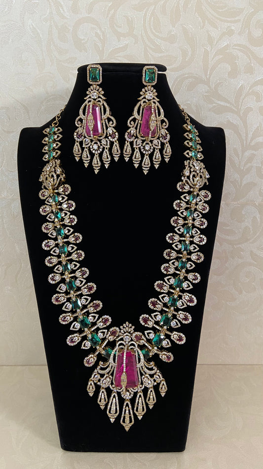 Premium AD Bridal Necklace Set | Indian Bridal Jewelry
