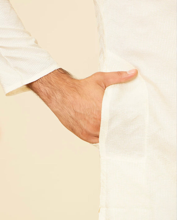 Cream Ikat Patterned Kurta
