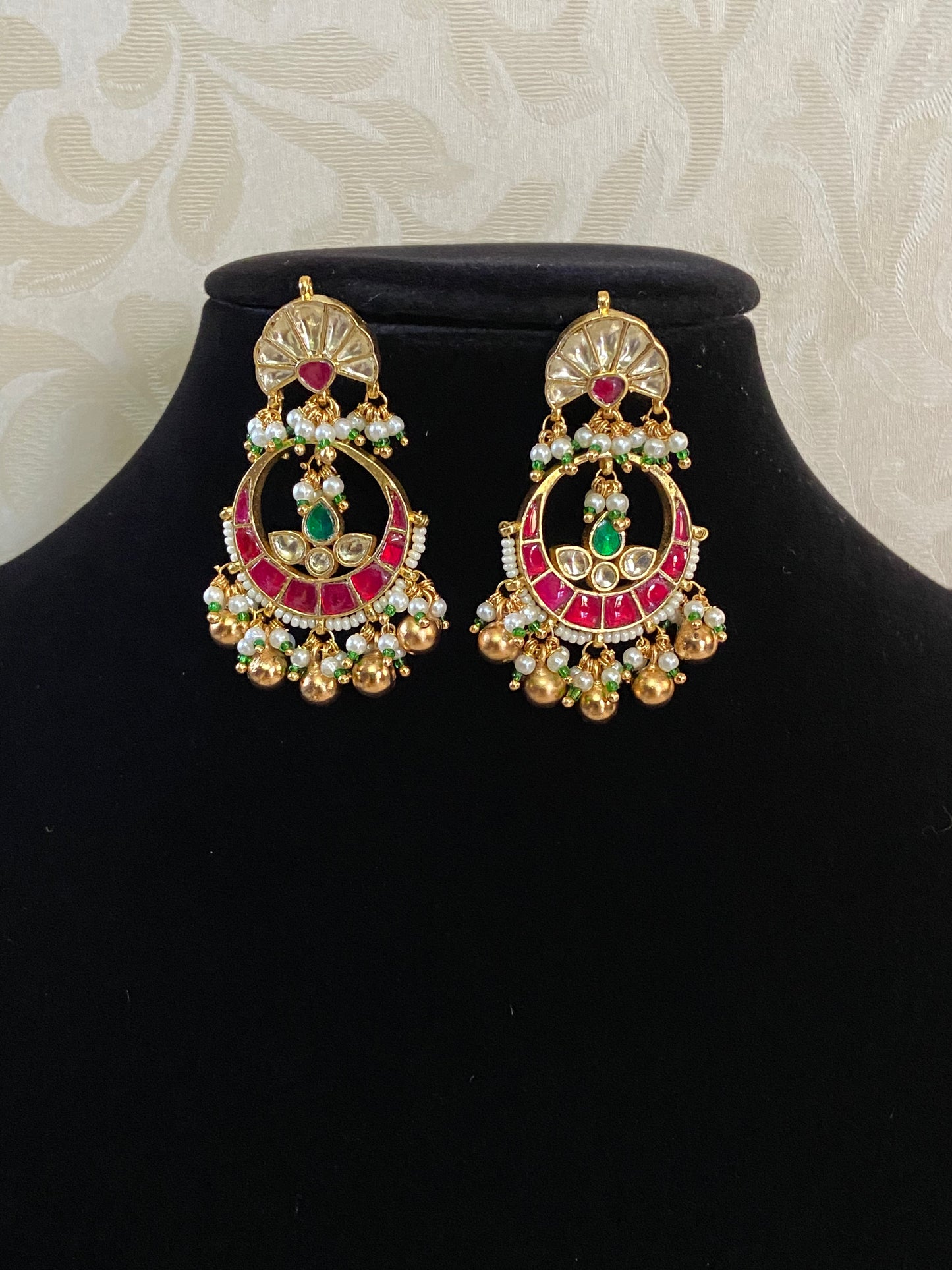 Jadau Kundan Chandbali Earrings | Ahmadabadi Kundan jewelry | Traditional Jewelry in USA