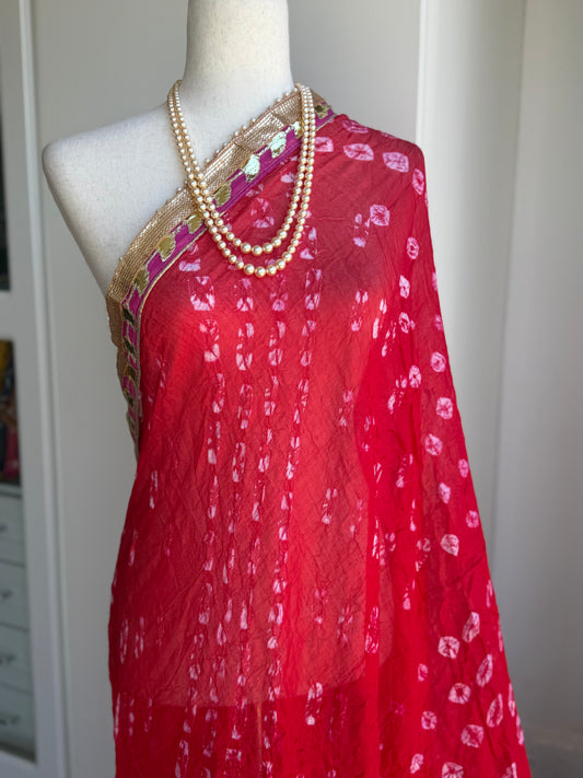 Gotta Patti Border Bandhini Silk Dupatta | Party Wear Dupatta