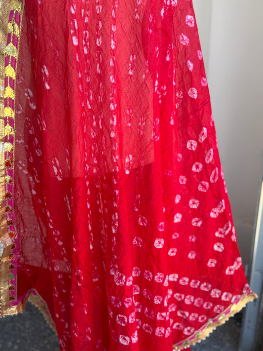 Gotta Patti Border Bandhini Silk Dupatta | Party Wear Dupatta