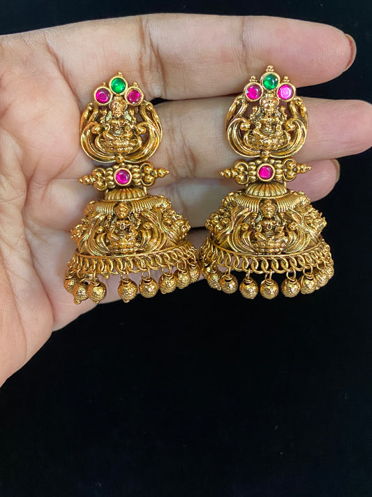 Antique Temple Lakshmi Jumkis | Traditional Earrings In USA