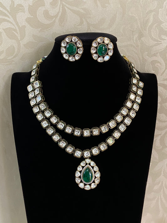 Victorian Polki Kundan Necklace With Studs | Indian Jewelry In USA
