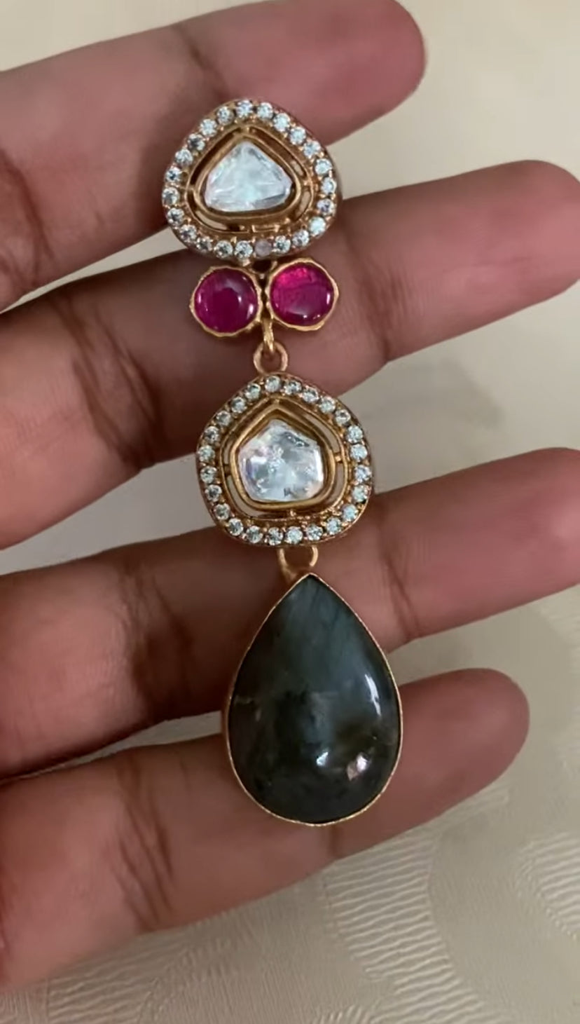 Natural stones with Moissanites fusion Necklace | Latest Indian jewelry