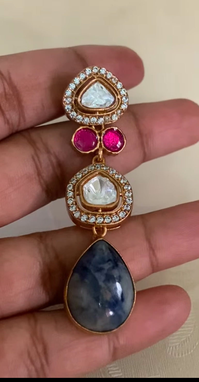 Natural stones with Moissanites fusion Necklace | Latest Indian jewelry