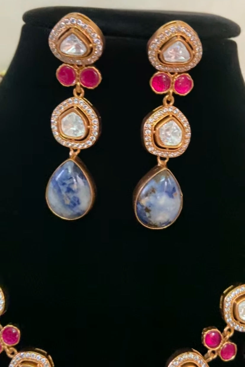 Natural stones with Moissanites fusion Necklace | Latest Indian jewelry