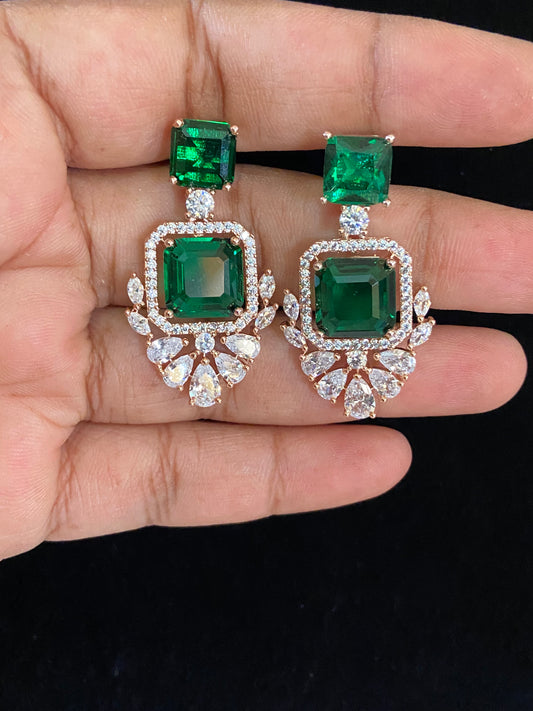 AD Kundan Rose Gold Earrings | Indian Earrings