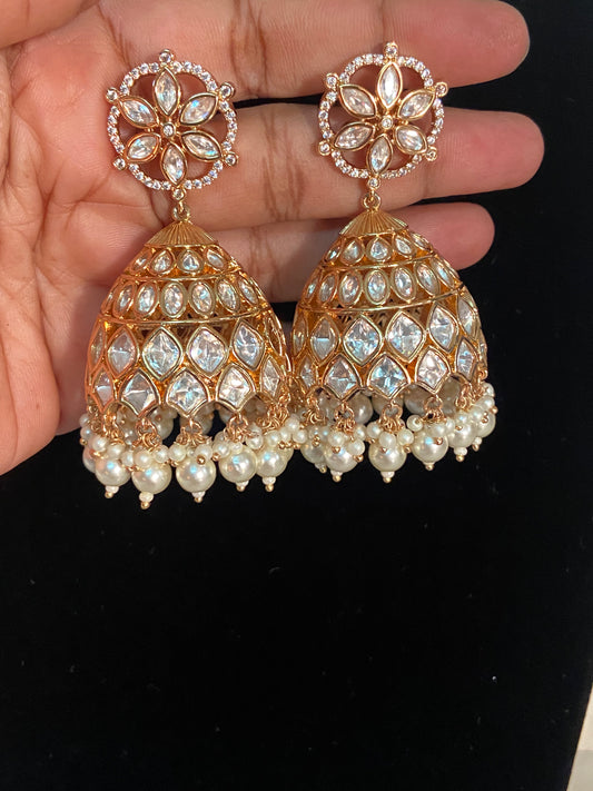 AD Polki Jumki Earrings | Indian Jumki