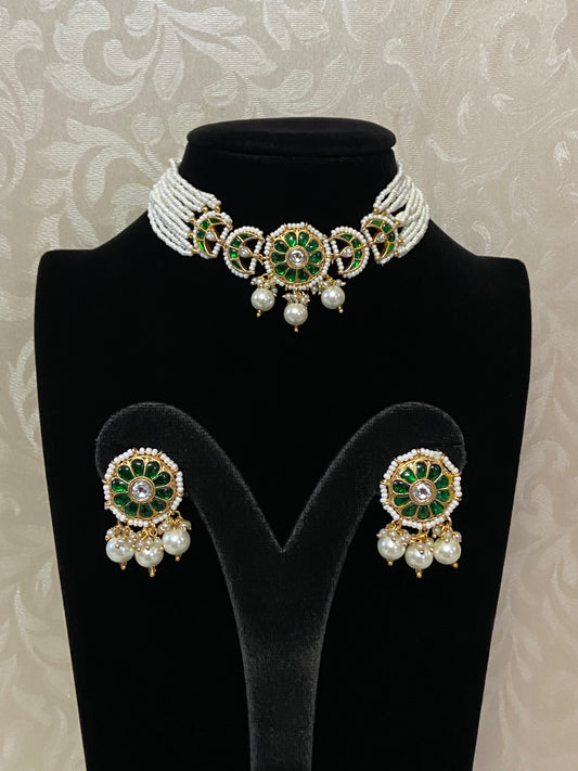 Kundan & Pearl Choker Necklace | Indian Necklace