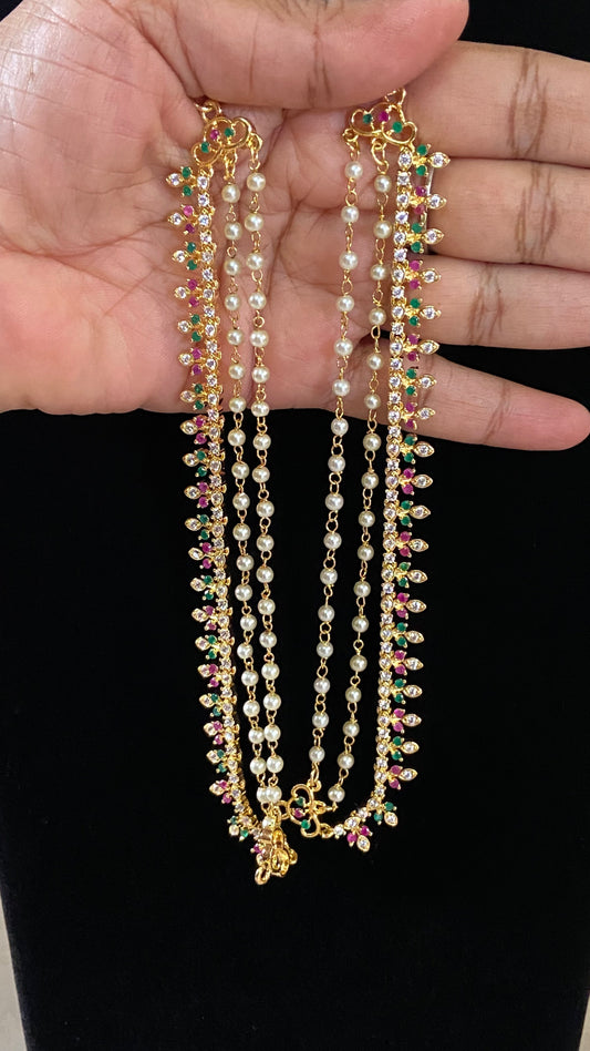 AD Pearl Champaswaralu | Indian Ear Chains | Hair accessories