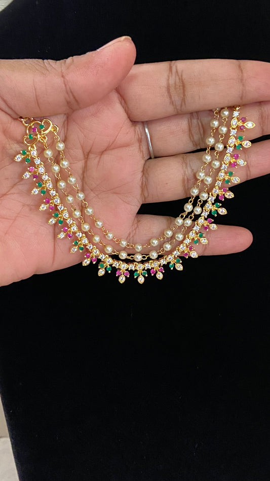 AD Pearl Champaswaralu | Indian Ear Chains | Hair accessories