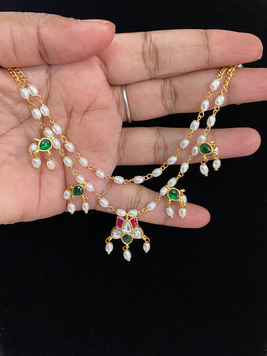 Pearl & Jadau Kundan Champaswaralu | Hair accessories | indian Ear Chains